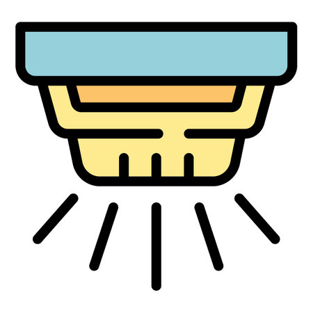 Smoke detector is flashing and sounding a warning that there is smoke or fire detectedのイラスト素材