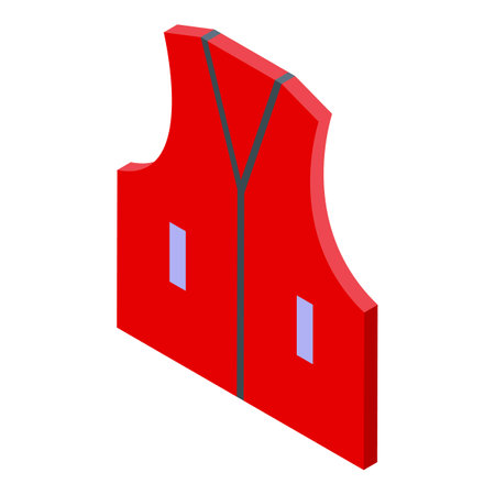Red life vest isometric icon showing safety and protection for water sports and activitiesのイラスト素材