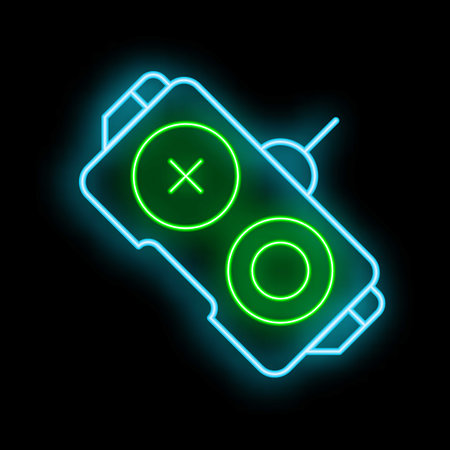 Glowing neon line virtual reality glasses icon isolated on black background. Vector illustration