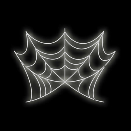 White glowing spiderweb glowing on a black background, perfect for halloween projectsのイラスト素材