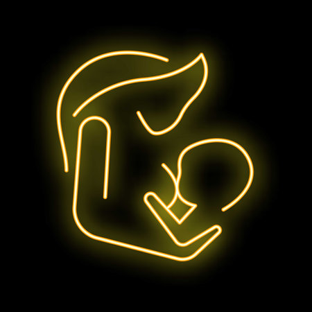 Neon sign depicting a mother breastfeeding her baby, symbolizing the beauty and bond of motherhoodのイラスト素材