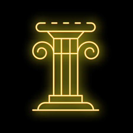 Glowing neon line antique column icon isolated on black background vector illustrationのイラスト素材