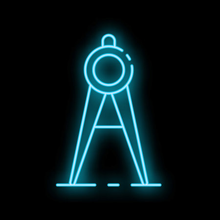 Neon blue compass drawing perfect circles, great design for any purposesのイラスト素材