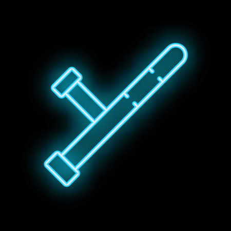 Blue neon sign depicting a police baton glowing brightly against a dark backgroundのイラスト素材