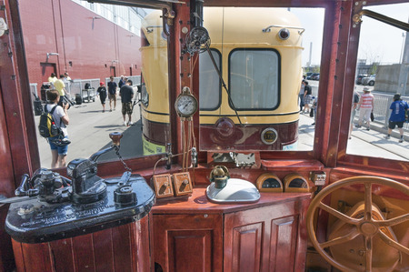 Dirver's cab of Toronto TTC 1923 vintage streetcar displayed on Doors Open Toronto 2016のeditorial素材