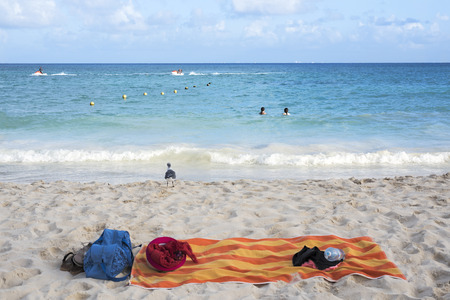 Summer vacation at the tropical beach in Playa del Carmen, Mexicoの写真素材