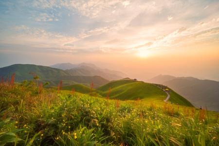 Sunrise in Jiangxi, Wugong Mountainの写真素材