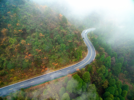 Hunan Yan Hengyang Heng Mountain Huang Ting autumn aerial viewの写真素材
