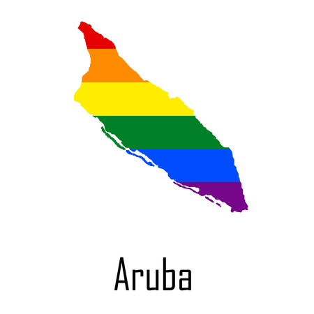 Vector rainbow map of Aruba in colors of LGBT - lesbian, gay, bisexual, and transgender - pride flag. In eps format.のイラスト素材