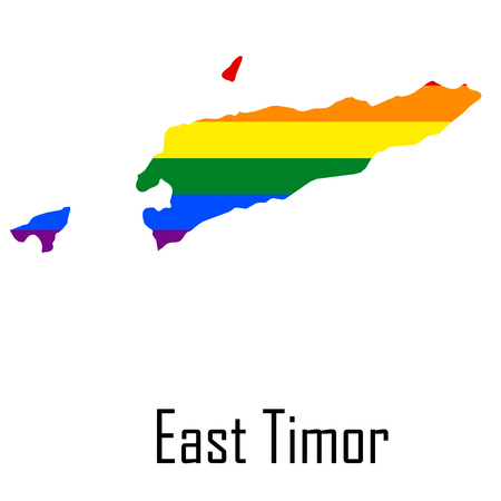 Vector rainbow map of East Timor in colors of LGBT - lesbian, gay, bisexual, and transgender - pride flag. In eps format.のイラスト素材