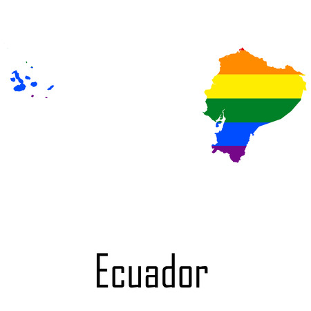Vector rainbow map of Ecuador in colors of LGBT - lesbian, gay, bisexual, and transgender - pride flag. In eps format.のイラスト素材