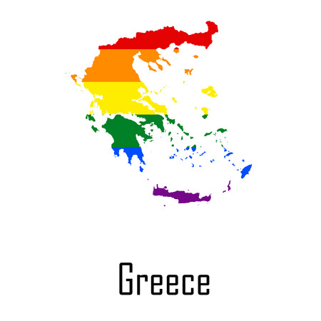 Vector rainbow map of Greece in colors of LGBT  のイラスト素材