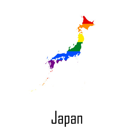 Vector rainbow map of Japan in colors of LGBT のイラスト素材