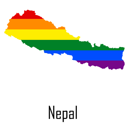 Vector rainbow map of Nepal in colors of LGBT  のイラスト素材