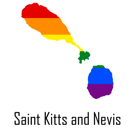 Vector rainbow map of Saint Kitts and Nevis in colors of LGBT  のイラスト素材