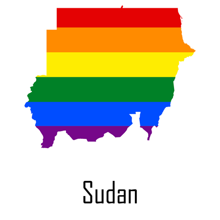 Vector rainbow map of Sudan in colors of LGBT のイラスト素材