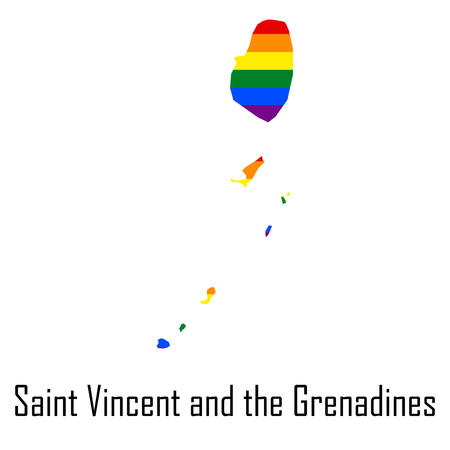 Vector rainbow map of Saint Vincent and the Grenadines in colors of LGBT  のイラスト素材