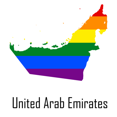 Vector rainbow map of United Arab Emirates in colors of LGBT  のイラスト素材