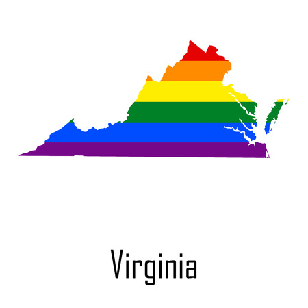 Vector rainbow map of Virginia in colors of LGBT - lesbian, gay, bisexual, and transgender - pride flag. のイラスト素材