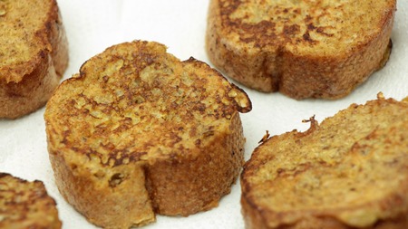 Homemade French Toast with Honey on White Plate