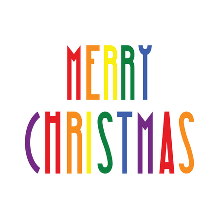 Merry Christmas Rainbow Vector Text. Calligraphic Lettering design card templateのイラスト素材