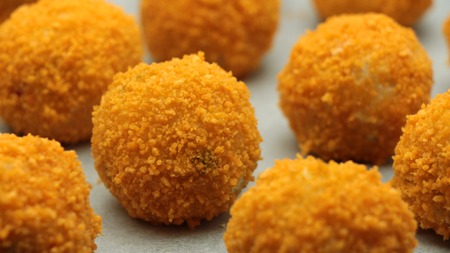 Fried Mozzarella Cheese Balls - Potato Balls on Baking Paper
