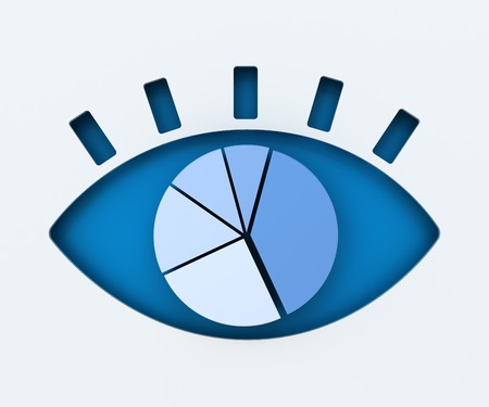 Human eye paper cut with pie chart, 3d renderの写真素材
