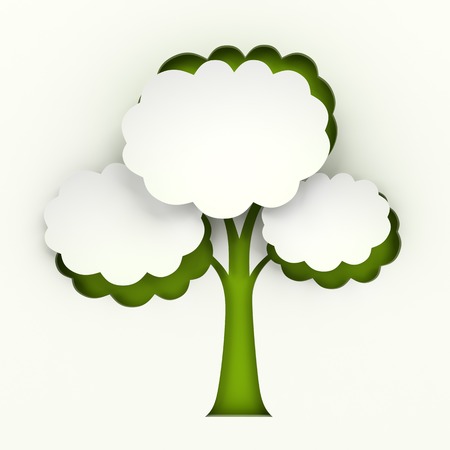 Tree paper cutout infographic with copyspace, white backgroundの写真素材