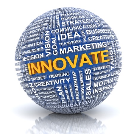 Sphere with text, business innovation concept, 3d renderの写真素材