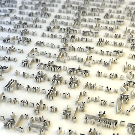 Advanced mathematical equations, 3d render, with depth of view