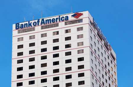 Hong Kong, China - August 21, 2011: Bank of America building in Hong Kong. Bank of America is a multinational banking and financial services corporation. It is the largest bank in the US and the second largest bank in the world.のeditorial素材