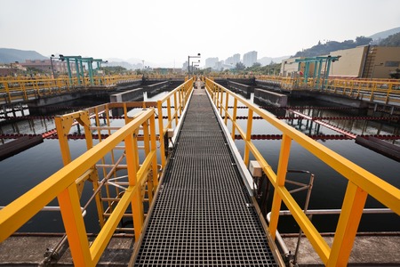 Steel walkway in a sewage treatment plant