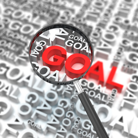 Business goal with magnifying glass, 3d renderの写真素材