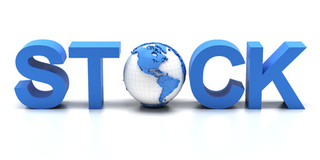 Extruded word stock with globe, 3d renderの写真素材