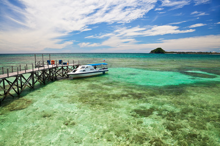 Tropical beach at Matanani island in Sabah, Malaysiaの写真素材