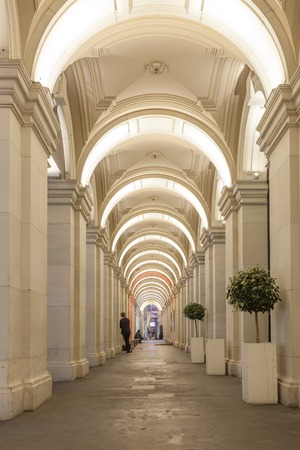 Melbourne, Australia - Aug 30, 2015: People at at an archway outside he General Post Office in Melbourne, Australiaのeditorial素材