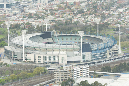 Melbourne, Australia - Sep 22, 2015: Aerial view of the Melbourne Cricket Ground MCG. It is the largest sports stadium in Australia and the 10th largest in the world.のeditorial素材
