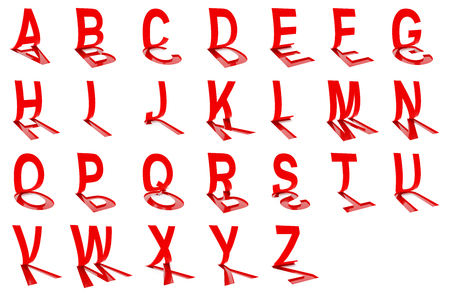 3d render of alphabets flipping up on white backgroundの写真素材