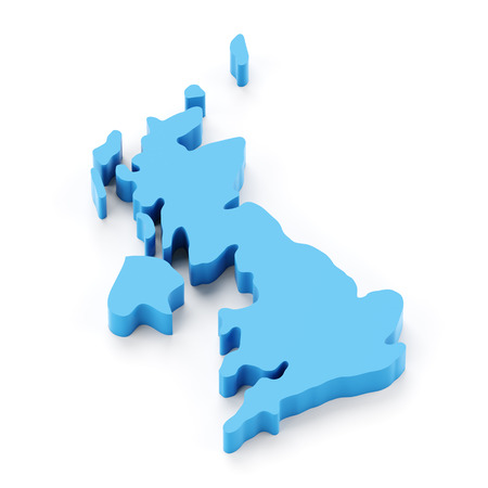 Map of UK, 3d render, white backgroundの写真素材