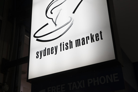 Close-up of Sydney Fish Market signのeditorial素材