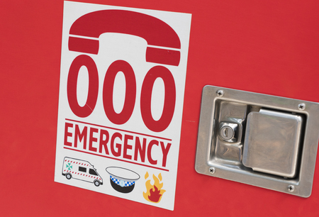 Emergency number in Australia on a fire brigadeのeditorial素材