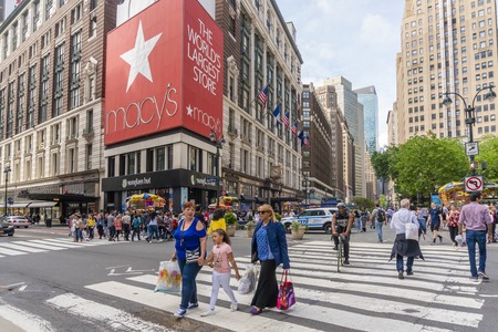 People shopping at Macys department store in New York City