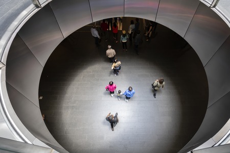 Passengers walking in Fulton Center subway station in New York City