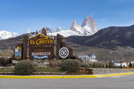 View of Monte Fitz Roy from the town El Chalten in Argentinaのeditorial素材