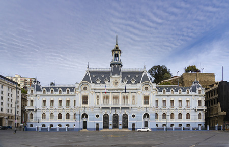 View of the Chilean Navy Headquarters in Valparaisoのeditorial素材