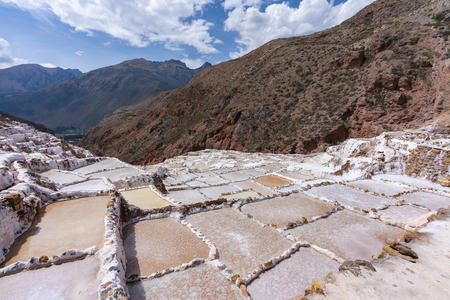 Salt ponds at Maras in Cusco, Peruの写真素材