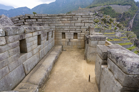 Ruin of an ancient house at Machu Picchu, Peruの写真素材