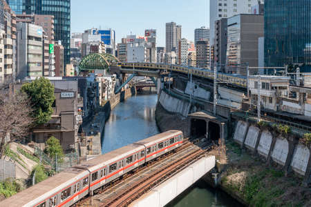 Train in Tokyo near Ochanomizu Stationのeditorial素材