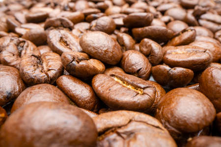 Close-up view of coffee beans