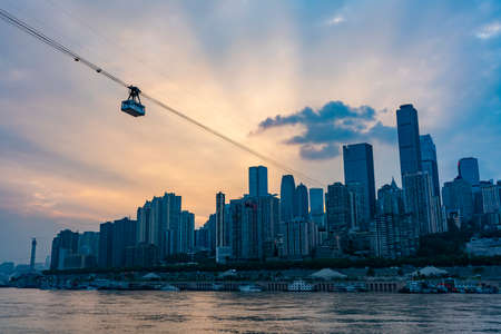 View of Chongqing city at sunsetの写真素材
